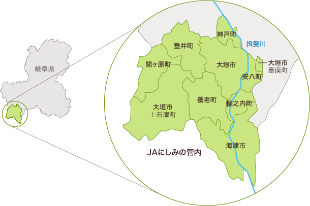 JAにしみの管内地図