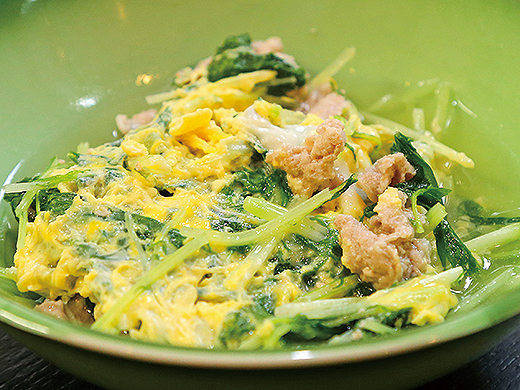 栄養満点！　水菜の卵とじ