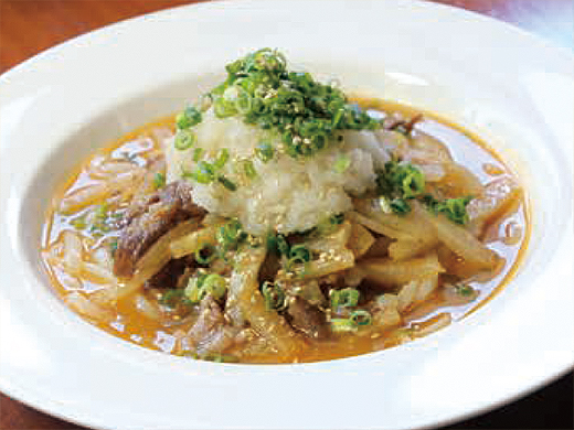 梨の食感と甘みを楽しんで　梨おろしの牛肉うどん