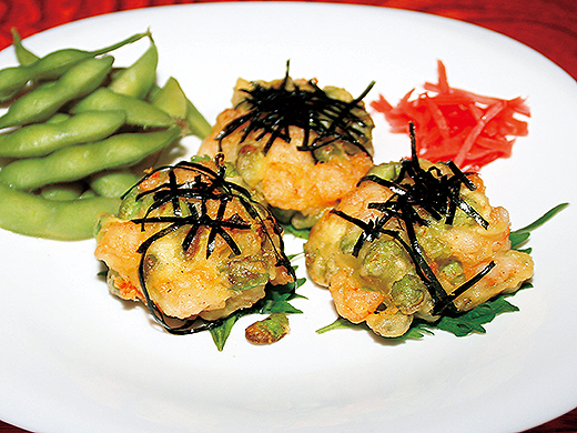 ごはんのおかずやおつまみにどうぞ! エビ入りエダマメ天